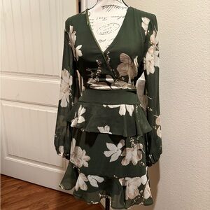 Lulu's Green Floral Dress